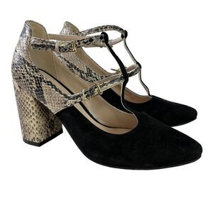 Cole Haan Black and Snake Print Heels